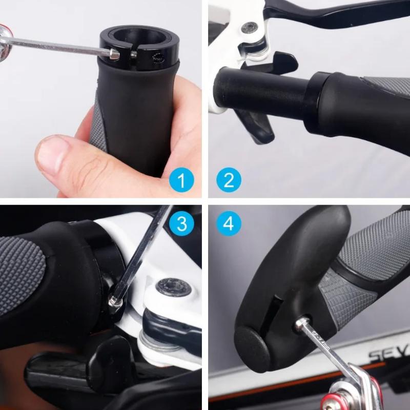 Fahrrad-Lenkergriffe MTB-Teile Zubehör Faltrad-Griffabdeckung Griffe Bilaterale Verriegelung Rutschfeste Gummi-Hupe Schraubstockgriffe