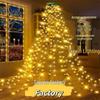 Five-Pointed Star LED Tree Topper with Waterfall Lights