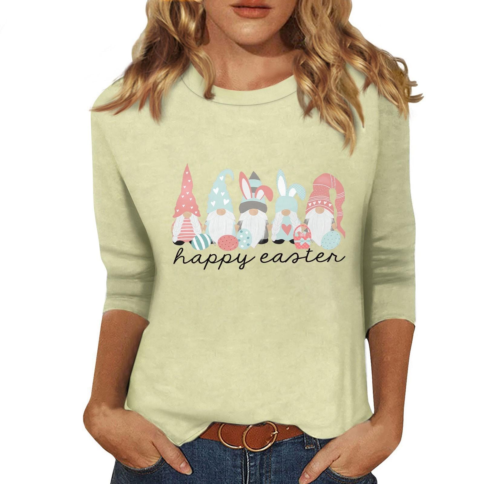 

Женская мода повседневная три четверти рукава с принтом пайеток круглый вырез топ XXXL