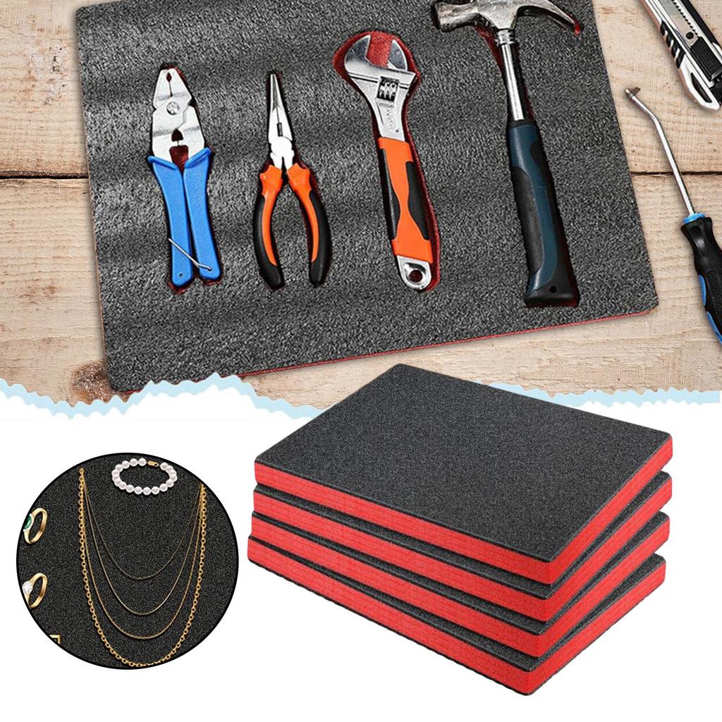 4x Craft Foam Inserts for Cases Reliable Protection Professional Liner Cuttable for Storage Organizer Crafts Padding Tool Box