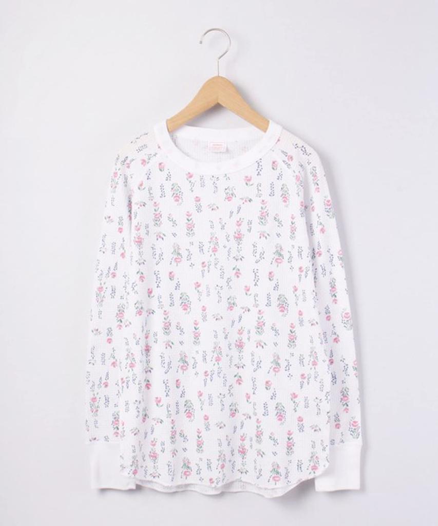 Morgan Waffle Floral Long Sleeve Crew White Size F J.E. Women's T-Shirt (Packed)
