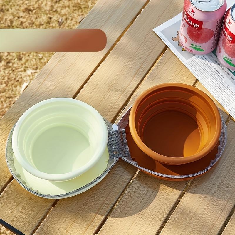 

Portable 2In1 Silicone Dog Double Bowl Foldable Food Water Feeder Lightweight Easy Clean For Pet Travel Outdoor Walking Training