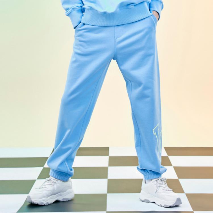 MLB Los Angeles Dodgers Logo Print Cuffed Mid-Rise Knit Joggers Unisex joggers Light-Blue 3APTB0321-07BLL