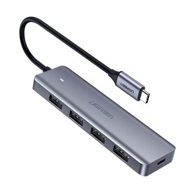 USB-C-Splitter-Hub – 4x USB 3.2 mit USB-C-Stromanschluss, Grau