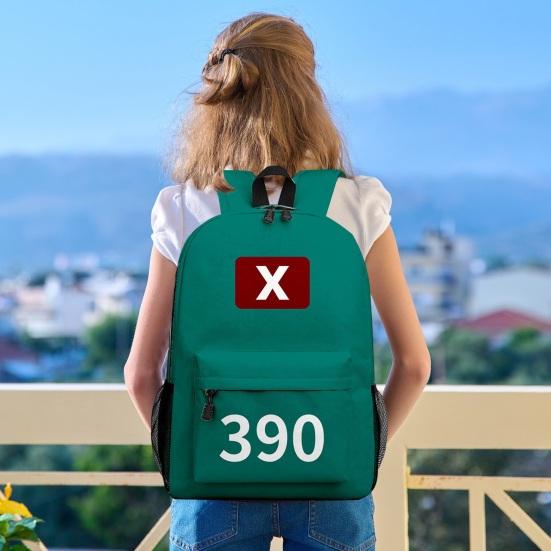 Squid Student Game Backpack Korean Game Laptop Backpack Shoulder Bag Pen Pouch Squid Day Pack for College High School Teen