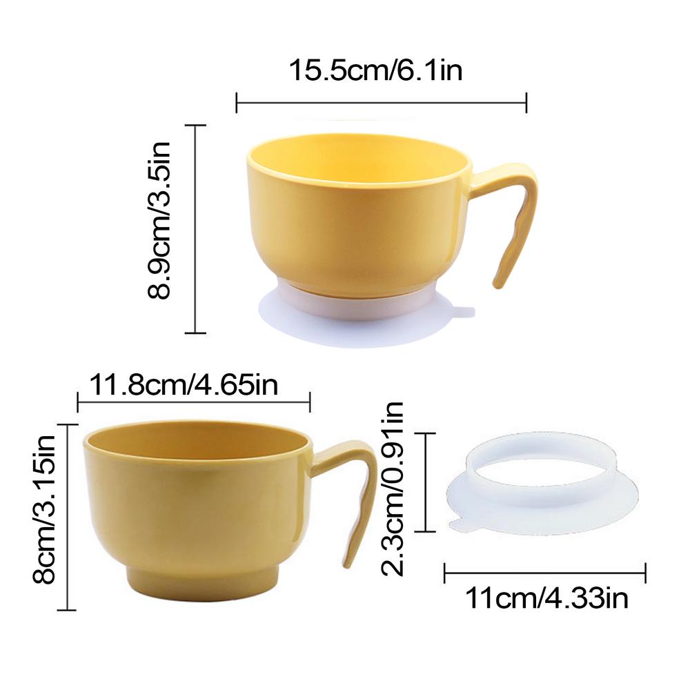 Rice Bowl Container Food Containers Rice Bowls Dinner Bowls Food Bowl Food Grade Soup Bowls Self-Feeding Dinnerware with Suction