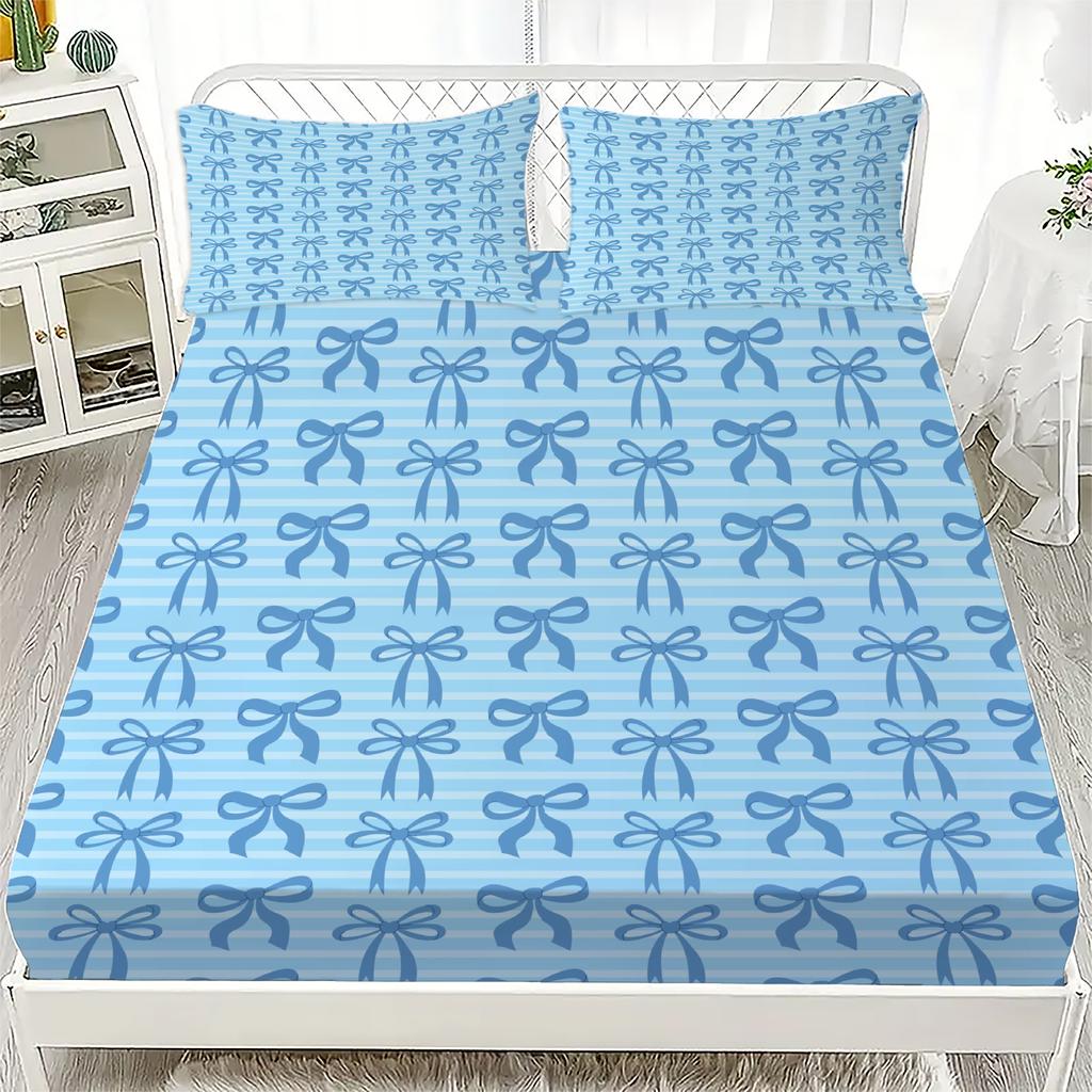 Bowknot Personalized Fitted Sheet Set Bowknot Personalized Bedding Set Comfortable Skin Friendly Cute Style 180x220cm