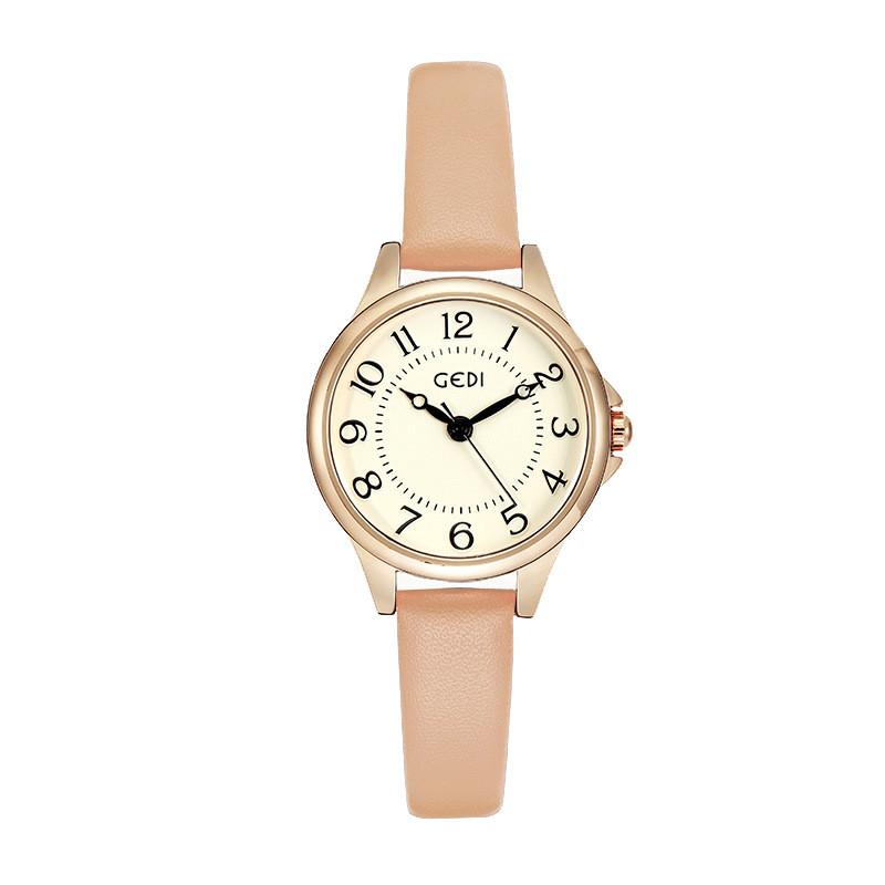 Gadi Vintage Style Quartz Watch For Women With Leather Strap And Water Resistance