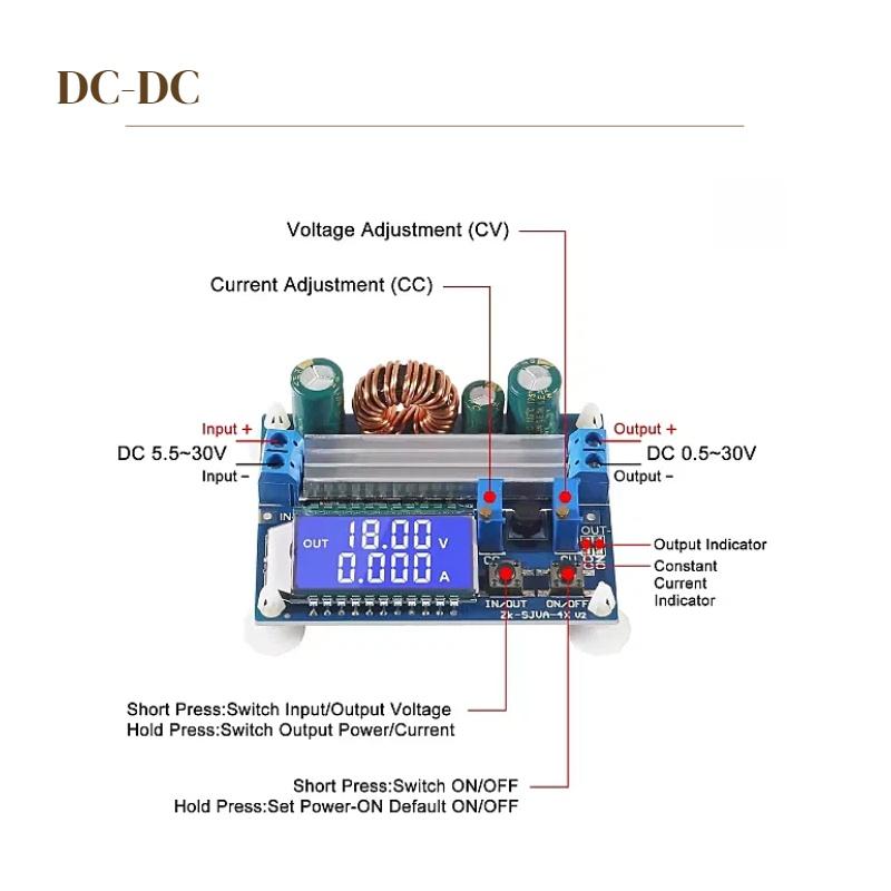 DC-DC Buck Boost Converter Module LCD Digital Voltmeter 5.5-30V to 0.5-30V 4A 35W Adjustable Step Up Down Voltage Regulator
