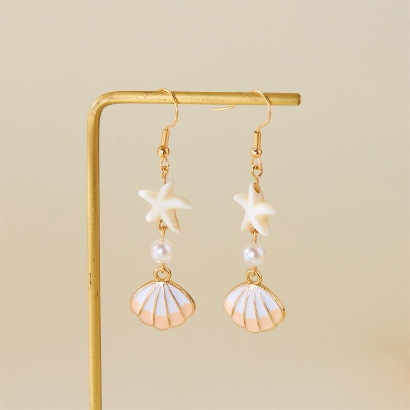 Trendy Oceanics Inspire Earrings Seashells Designs Drop Ear Hook Accessory for Sensitive Skin Casual To Party Wear