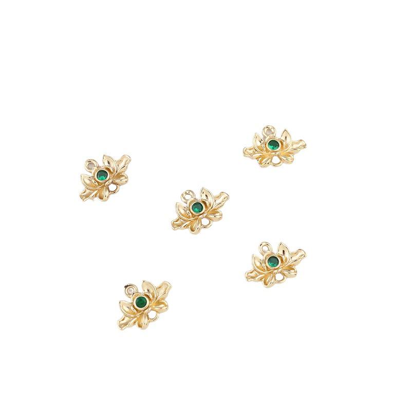 Copper Lotus Zircon Pendant Tassel Hairpin Accessory 10x15mm