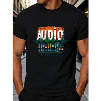 European Size Graphic Design Men's T-Shirt Audio Wave And Soundboard Theme Summer And Casual Wear for Music Lovers And Audiophiles