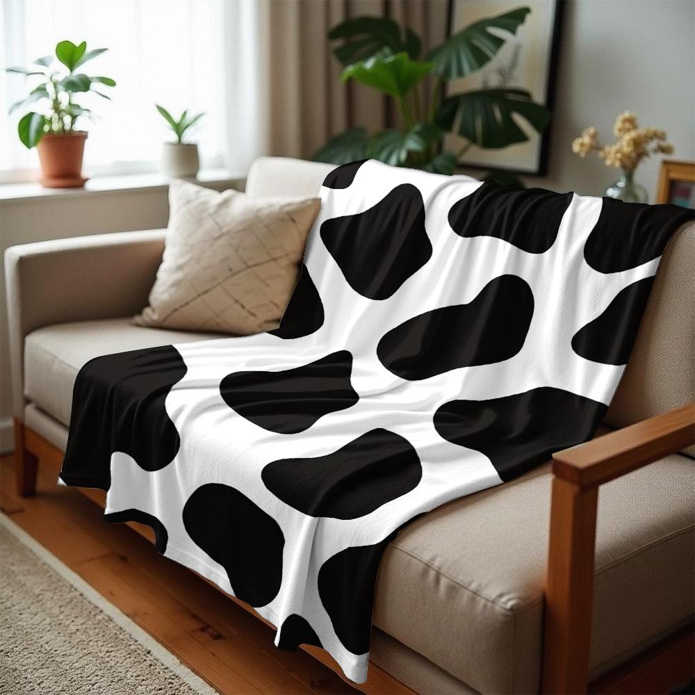 Smooth Solid Cow Spot Anime Cartoon Flannel Blanket Soft Warm Throw for Bedroom Sofa Car Kids Holiday Gift
