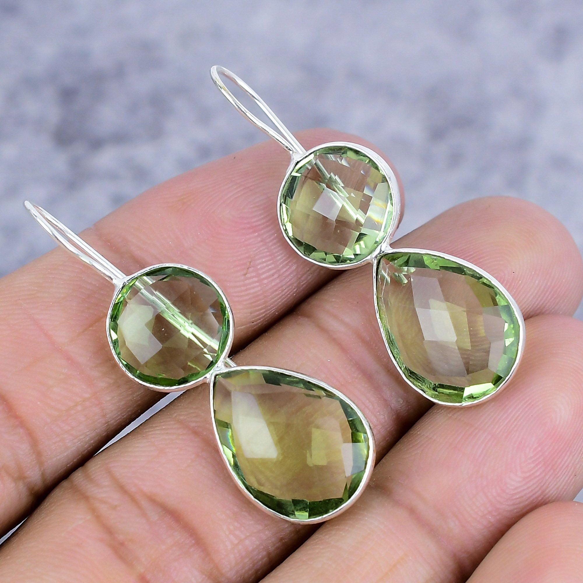 

Перидот Дорогоцінний Камінь Ручна Робота Срібло 925 Проби Ювелірні Вироби Сережка 1.77 M-2622