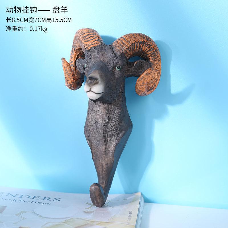 Retro Animal Model Hook Elephant Giraffe Hanging Hook Key Coat Hook Wall Behind The Door Wall Decoration Resin Handicrafts