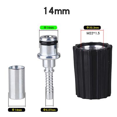 Raccords d'insertion pour tuyau de nettoyeur haute pression D14 D15mm Écrou annulaire M22 Raccord de tuyau de nettoyage à l'eau pour lave-auto Connecteur à visser