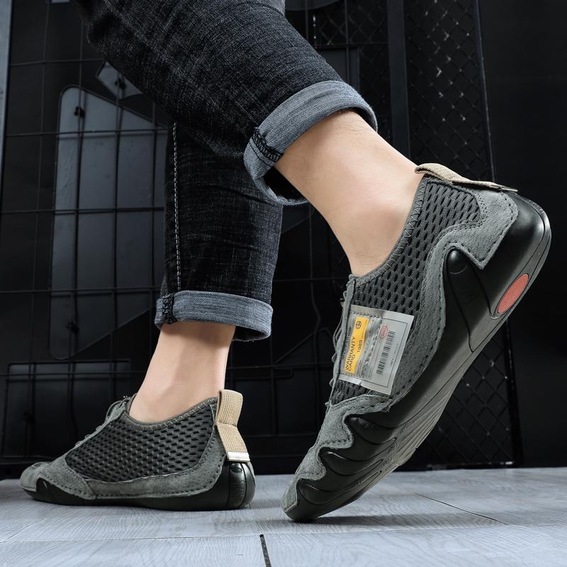 Мужская повседневная обувь из свиной кожи с резиновой мягкой подошвой и большой дышащей — фото 11