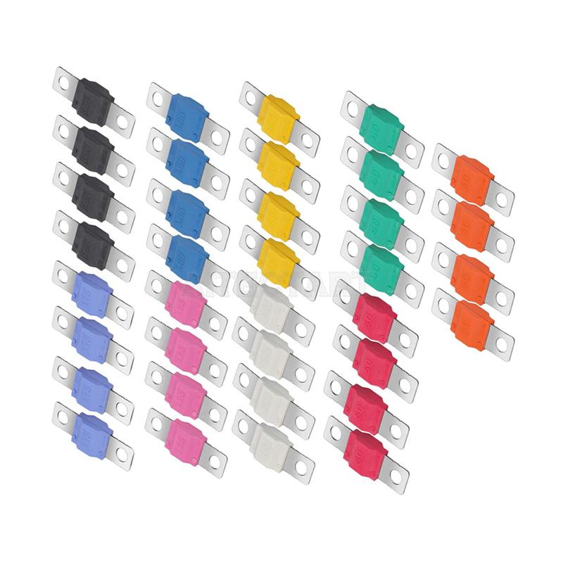 36pcs AMI Midi Fuse Assortment Kit, 30A-175A High Current Bolt-on Fuses, 12V-58V Copper Plated for Automotive Truck Marine Boat