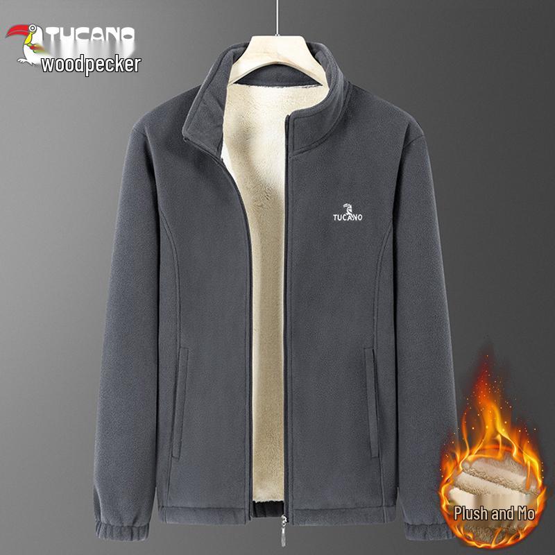 

Men s Mid-Young Adult Woodpecker Polar Fleece Hoodie Cardigan, Spring/Autumn/Winter, Extra Thick. M for 90-105 lbs