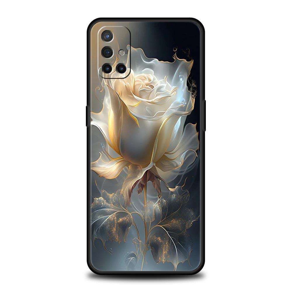 Phone Case For Oneplus 13R 12R 10R 13 12 11 10T Nord N100 N10 Z N30 CE 3 2 2T Pro Lite 5G Soft TPU Cover Gold Rose Love Heart