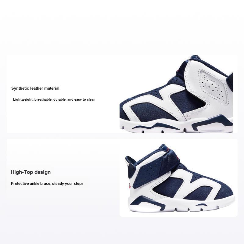 Jordan Boys White/Red 6 Retro Little Flex Olympic (Td) Baby Sneakers Midnight-Navy Gym- Ct4417-130 Cm