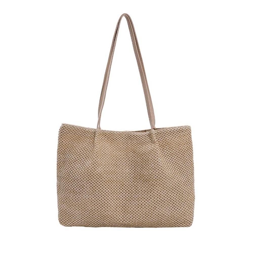 Casua Straw Weaving Straw Bag Handmade Weaving Lightweight Shoulder Bag Large Capacity Beach Bag Women Use бежевый