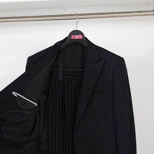 Shinko Hanger S&F Jacket Clip 45 Suit Hanger with Clips, Black, Made In Japan, with 360-Degree Rotating Hooks, Prevents Skirts, Coats, and Outerwear F