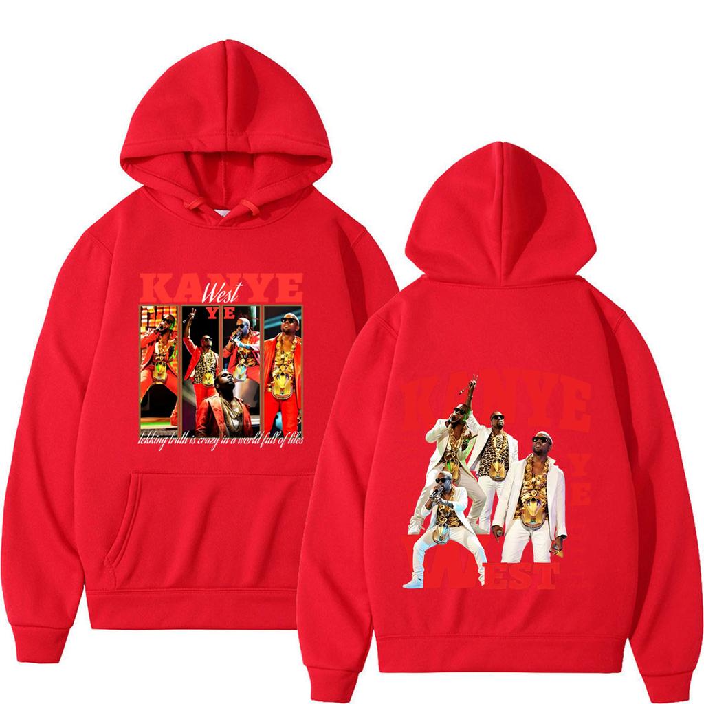 Rapper Kanye West Album 2026 Tour Vintage Print Hoodie Unisex Hip-hop Sweatshirt Long Sleeves Loose Aesthetic Trend Pullover