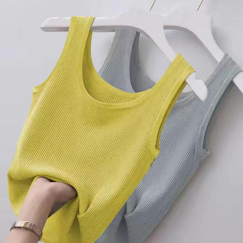 Classic Polyester Sleeveless Tank Top For Women With Round Neck Casual Wear