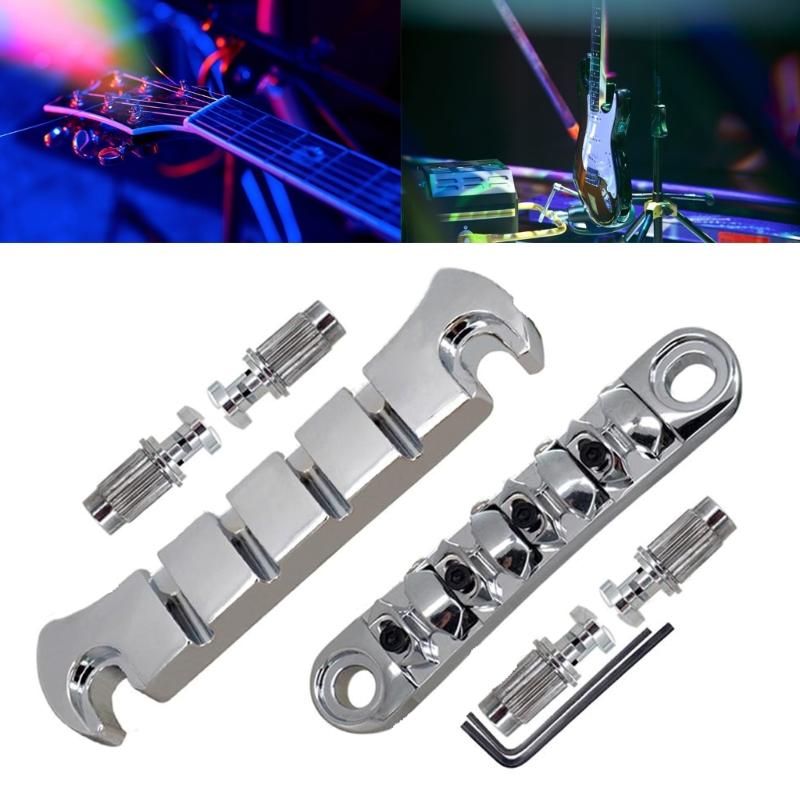 Guitar Roller Bridge with Studs,Allen Wrench Replacement Electric Guitar Part Accessory for LP Style 4-String Guitar