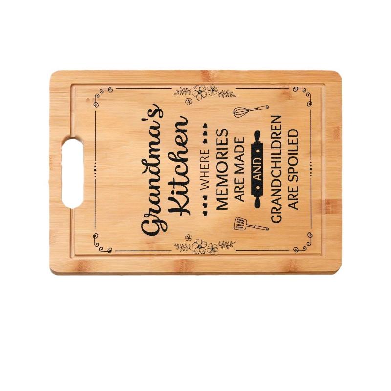Nanmu Laser - Engraved Cutting Board, Custom Pattern with Handle, Kitchen Chopping Board Grandma Birthday Mothers Day Gifts From