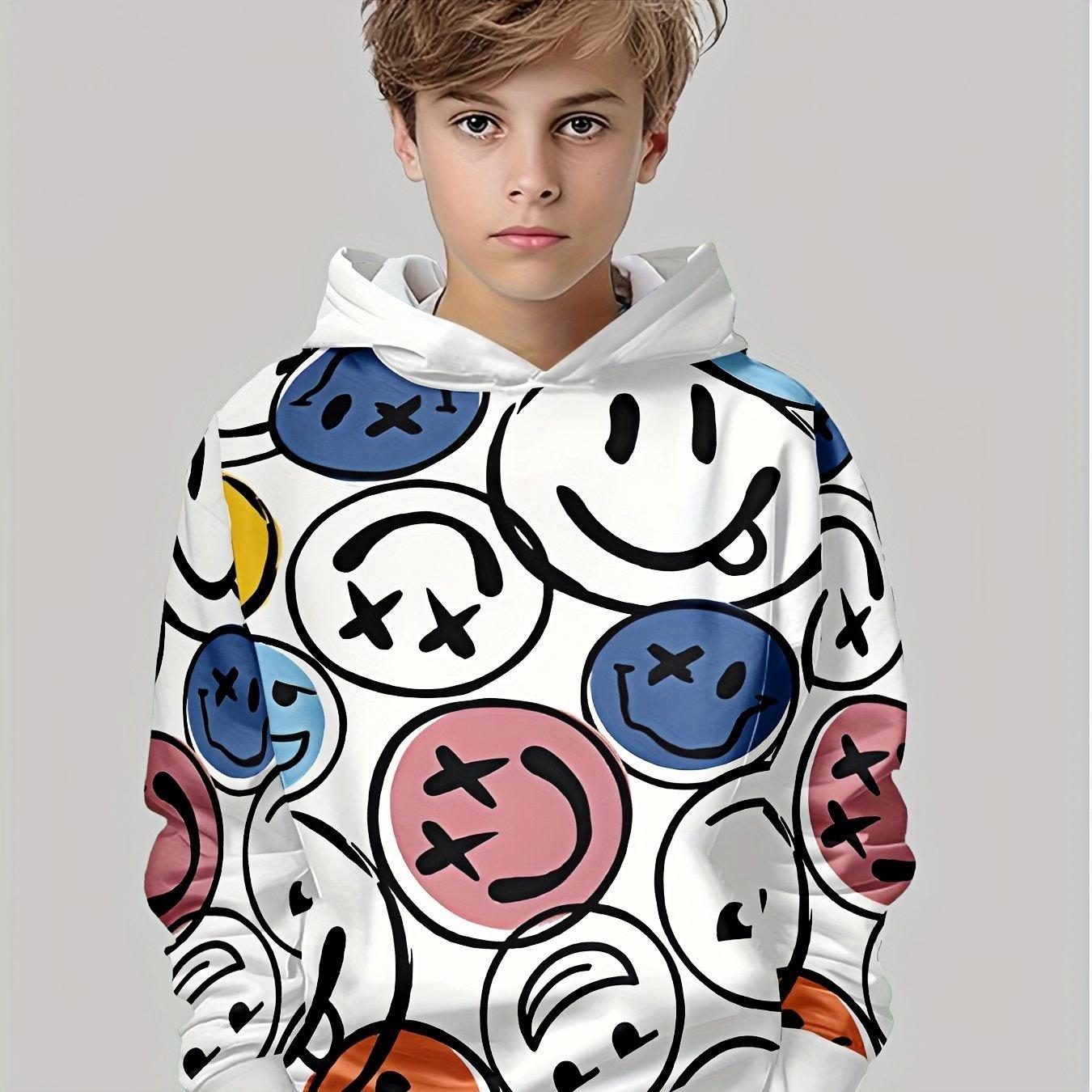 

Boys fashionable 3D printed casual pullover, spring and autumn long sleeved sportswear, boys outdoor shirt top 13-14Y