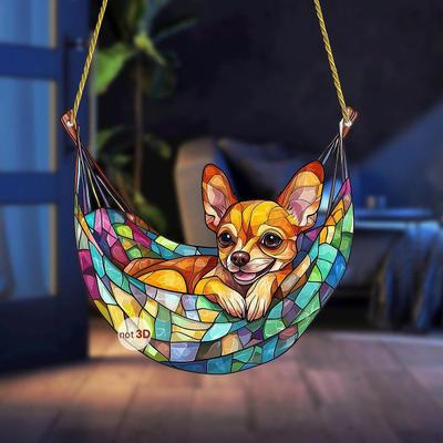 2D Flat Dog Window Hanging Ornament Pendant, Decorative Door Hanger Sign, Wall Decor for