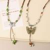 Green Butterfly Hanfu Tassel Necklace: Retro Ceramic Sweater Chain, New Ancient Chinese Style 2026