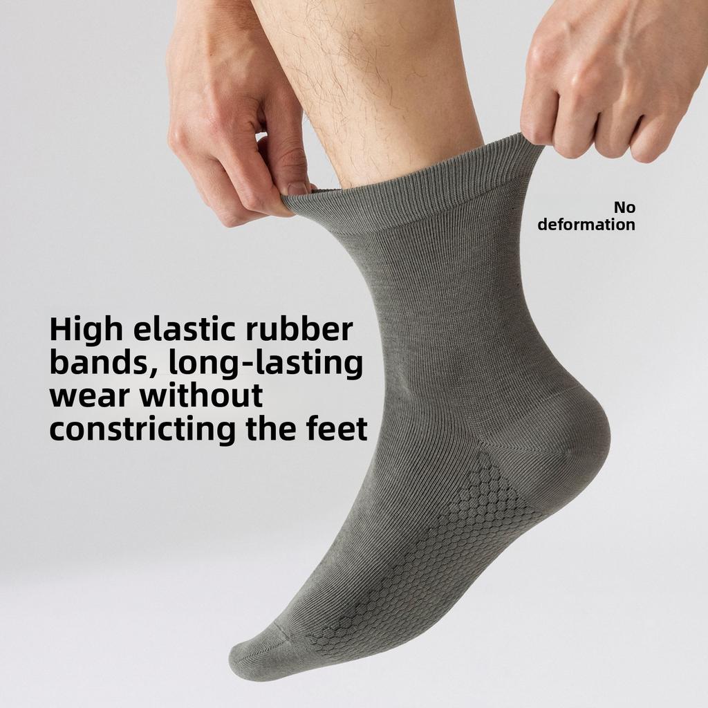 Graphene Socks - Men's Mid-calf Sports Anti-odor Moisture-absorbing Cotton Socks for Business and Sports, Massage Bottom, High School Length
