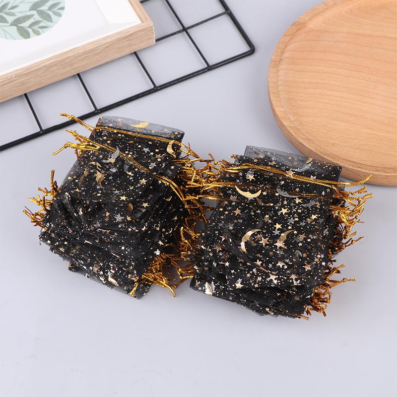 100 Teile/los Sterne Mond Organza Schmuck Beutel Tüll Sheer Sachets Kordelzug Geschenkbeutel Hochzeit Party Favor Beutel Schmuck Organizer