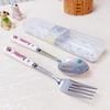 Cute Labubu Stainless Steel Tableware Two-Piece Set Children'S Pp Handle Tableware Portable Fork Spoon Children'S Products