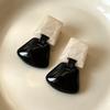 Vintage Black Series Stud Earrings 925 Silver Needle Minimalist High-End Personality Accessories for Women