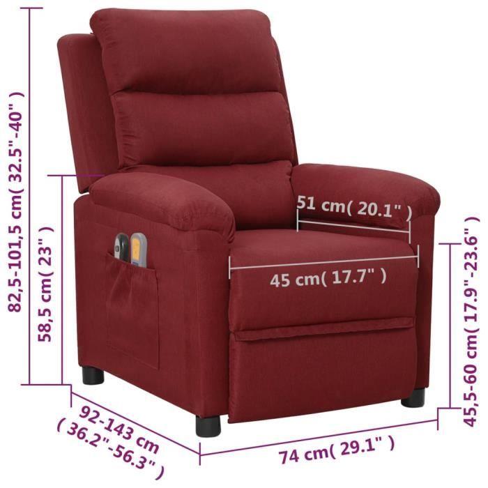 VidaXL Fauteuil électrique de massage Bordeaux Tissu 3098978
