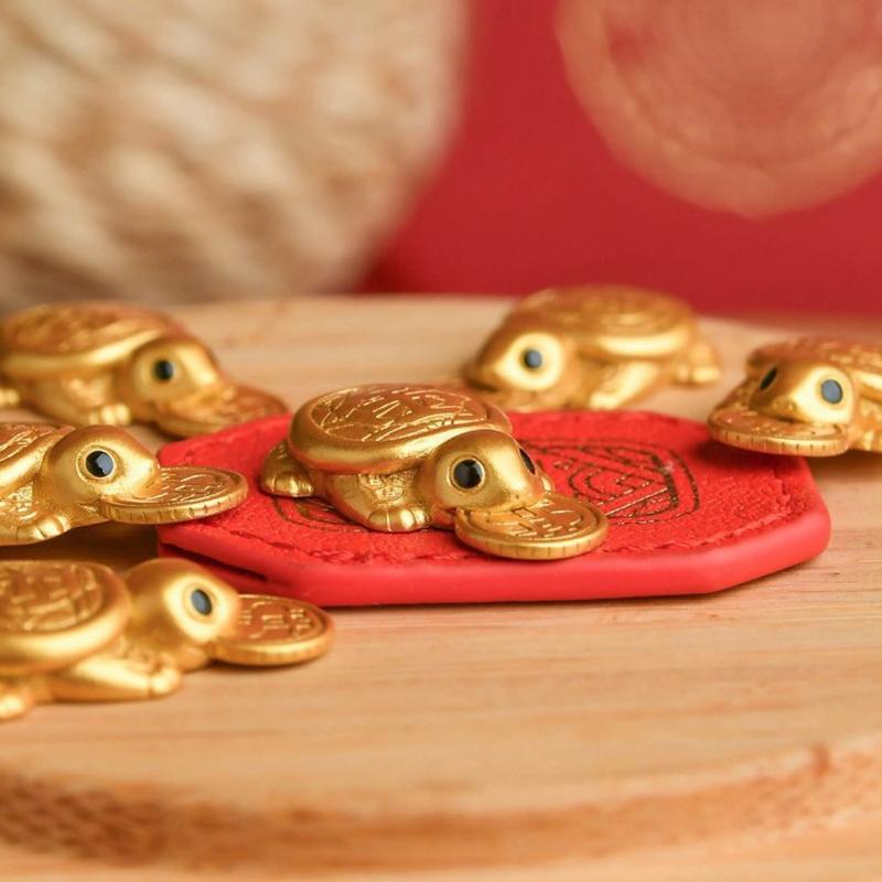 Feng Shui Money Vintage Turtle Temple Lucky Wealth Mini Golden Tortoise Guarding Praying Home Decor Lucky Gift Miserly Turtle