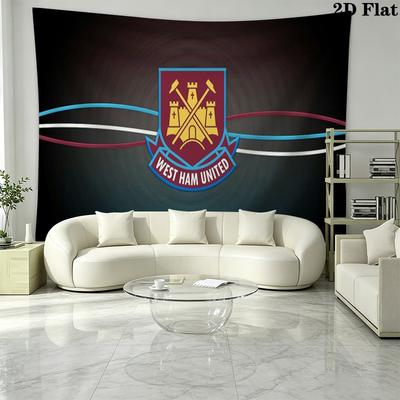 West Ham United FC Logo Wall Tapestry Aesthetic Wall Hanging Printed Fabric Blanket Decorative Tapestries for Bedroom Living Room Home Decor