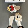 Piaohong Mickey thick-soled fluffy slippers 2025 autumn and winter cute cartoon home flat one-and-a-half slippers cotton shoes