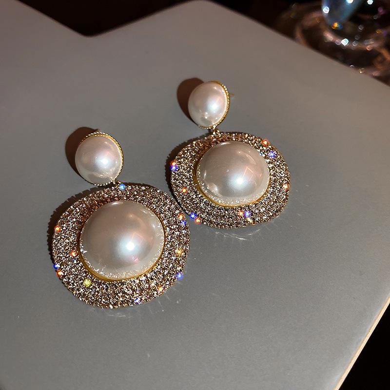 Trendy Geometric Fringed Pearl Earrings Korean Version Dongdaemun Retro Temperament Earrings Fashionable Personalized Earrings
