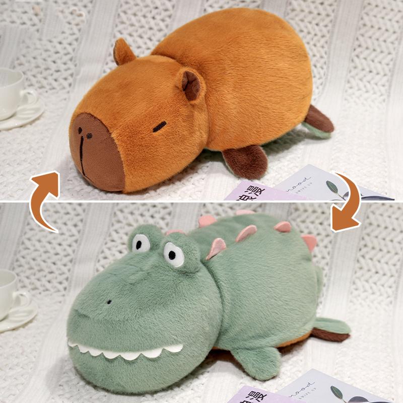 

TreasuringU Double-Sided Flip Capybara Toy Bee Transform Plush Doll 2-in-1 Crocodile Flip Change Transform Soft Pillow Fun for All Ages 25cm