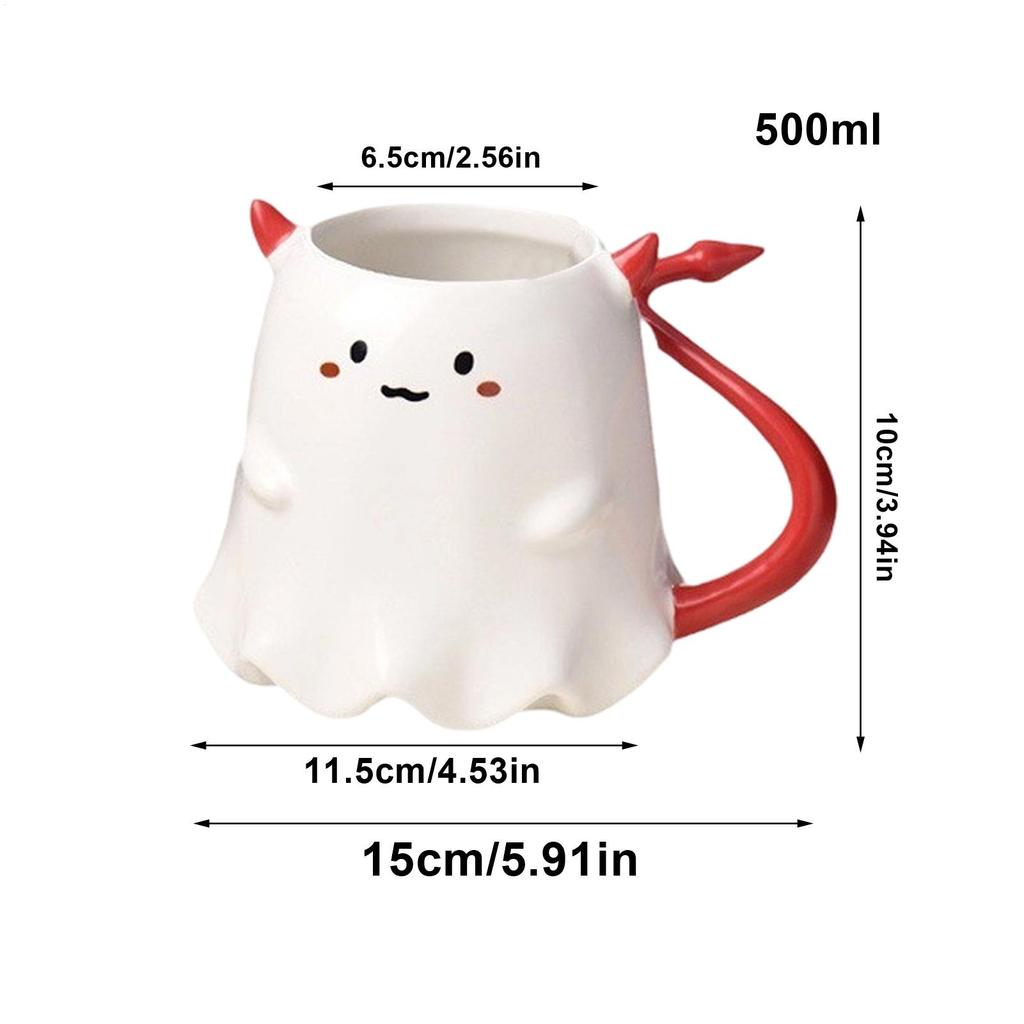 Halloween Coffee Mug Heat-resistant Ghost Ceramic Tea Cup For Traveling 500ml Multifunctional Drinking Mugs Kitchen Supplies For