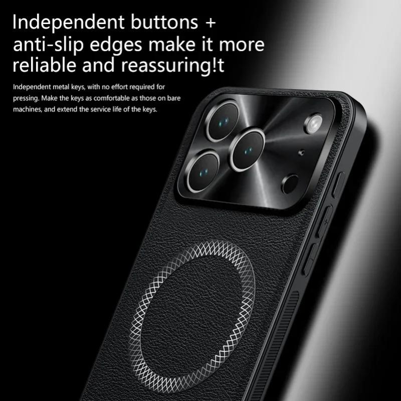 PU Leather Wireless Charging Magnetic Case For iPhone 17 Pro Max iPhone Air 16 E 15 14 Plus Phone Shockproof Protect Cover Shell