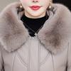 Middelbare leeftijd Vrouw Winter Faux Schapenvacht Jassen Capuchon Bontkraag Elegant Dik Warm Winter Lange Parka's Dames Leren Jas