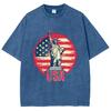 USA American Statue Of Liberty Women's T-Shirt Loose Wash Oversized Short Sleeve Fashion Simple Top