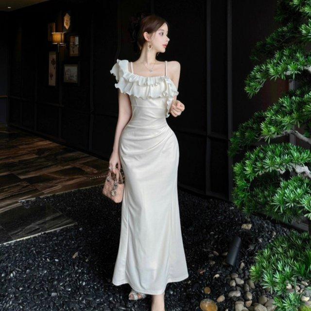 2025 Summer Elegant One-Shoulder Ruffle Dress: Pure Desire Style