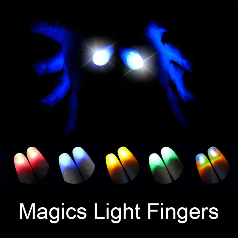 2Pcs PVC Party Magic Light Up Glow Thumbs Fingers Trick Appearing Light Close Up 